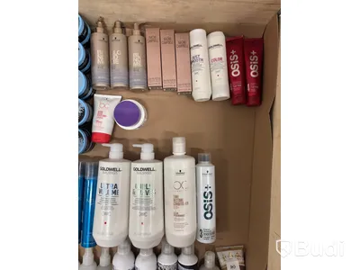 Lot of assorted hair products, perfumes, etc.