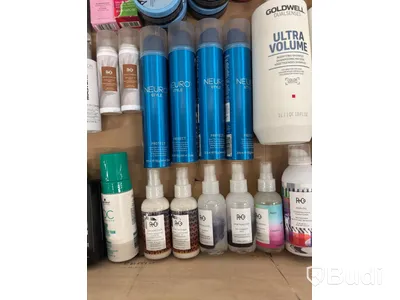 Lot of assorted hair products, perfumes, etc.
