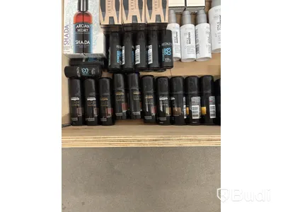 Lot of assorted hair products, perfumes, etc.