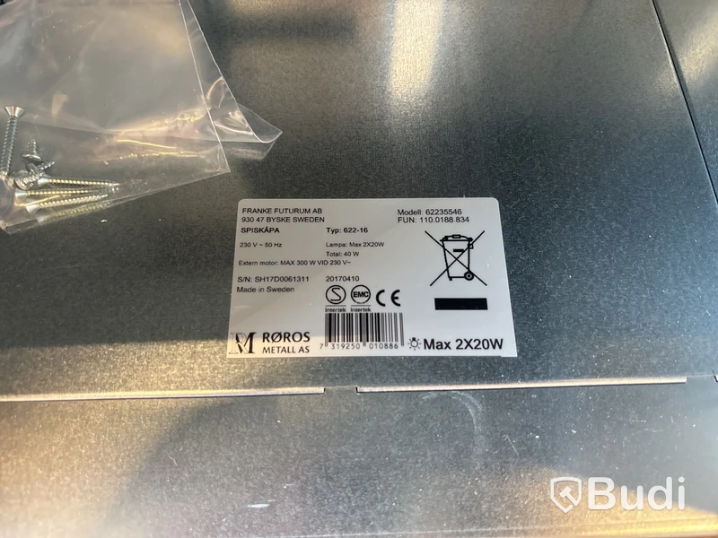 Cooker hood, Franke Futurum, model 622-16