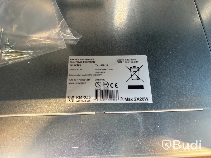 Cooker hood, Franke Futurum, model 622-16