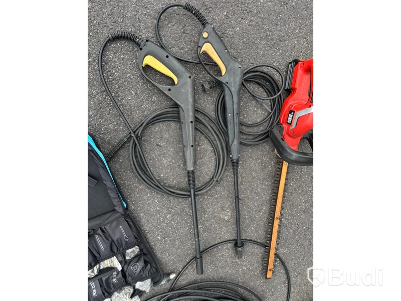 Trimmer, häcksax, spolslang med mera