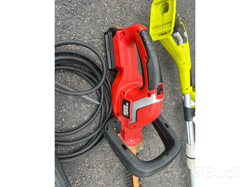 Trimmer, häcksax, spolslang med mera