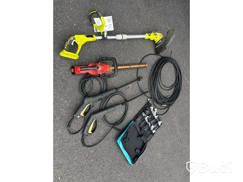 Trimmer, häcksax, spolslang med mera