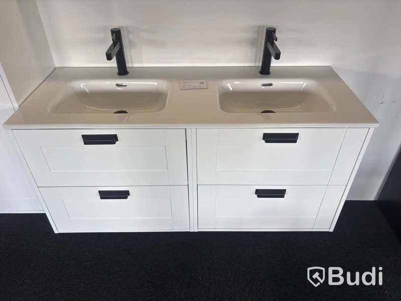 Bathroom vanity, white, double washbasin