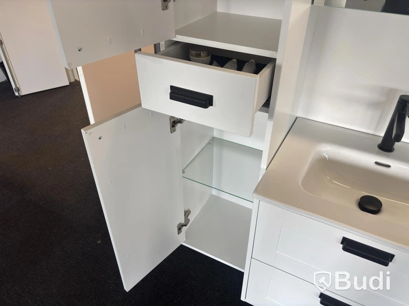 Bathroom vanity, white, double washbasin