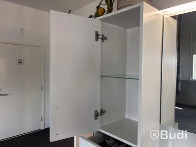 Bathroom vanity, white, double washbasin