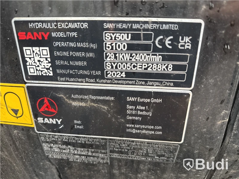 Bandgrävare med tilrotator Sany SY50U, -2024