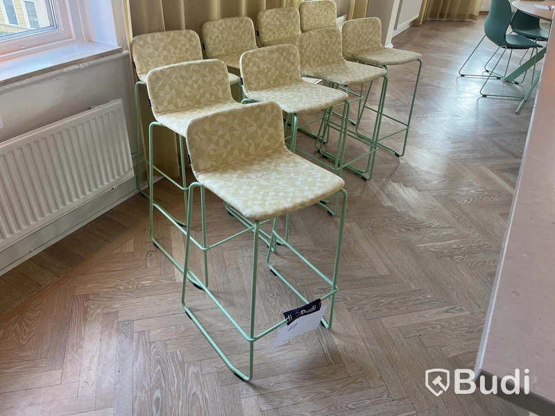 9 st barstolar – Johanson Design i grönt & tyg