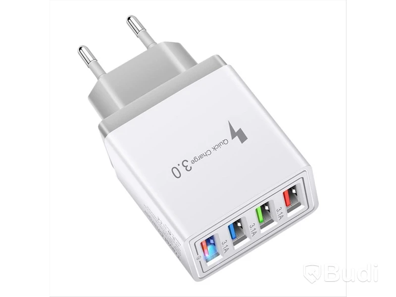 Parti med totalt 6 st snabbladdande USB väggadaptrar, 4 portar, grå - fri frakt