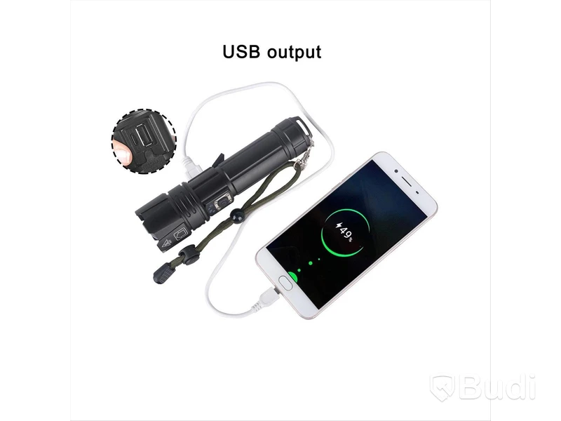 Parti med 4 st LED-ficklampor, 3000 lumen, usb-c laddning - fri frakt