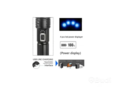 Parti med 4 st LED-ficklampor, 3000 lumen, usb-c laddning - fri frakt