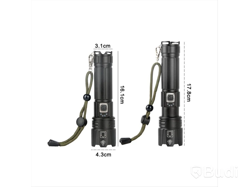 Parti med 4 st LED-ficklampor, 3000 lumen, usb-c laddning - fri frakt