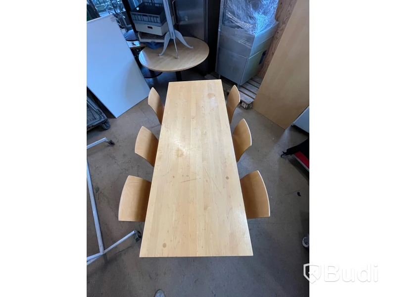 Rektangulärt bord med 6 st stolar. Skandiform. 5-pack.