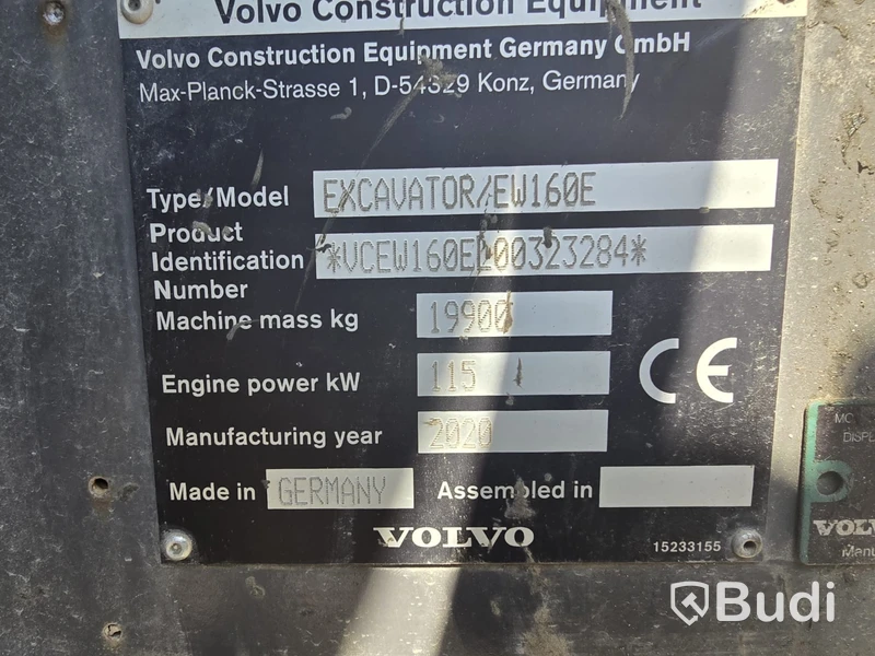 Volvo EW160E wheeled excavator - 2020 | GPS 3D system | Trailer