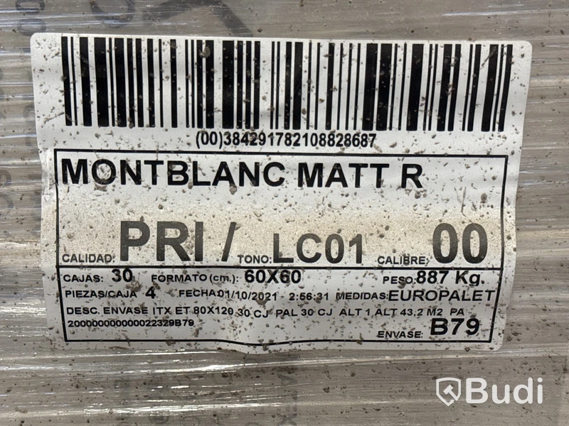 112 kvm kakel Inter-Matex Mont Blanc Matt | 3 pall | 60x60 cm