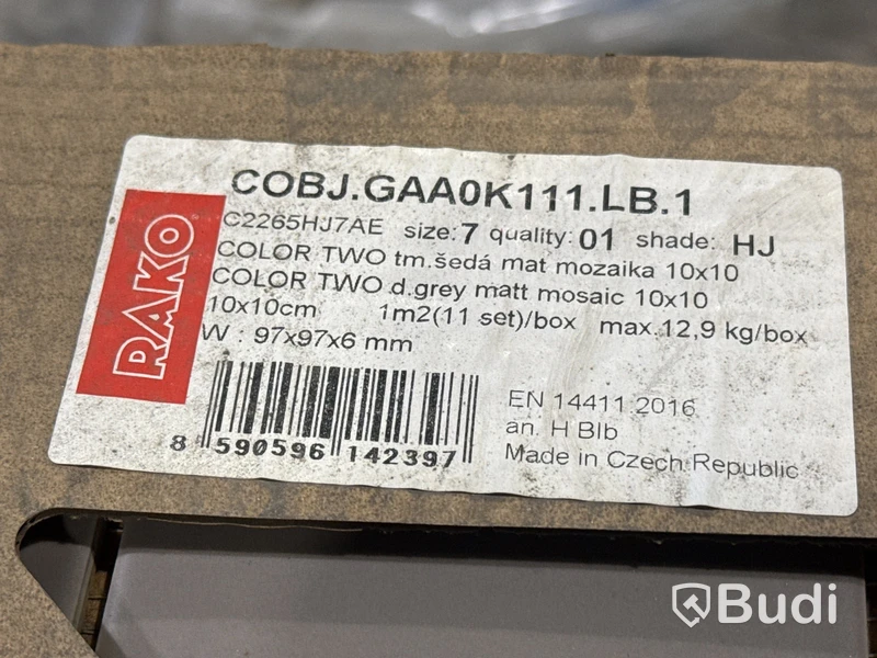 65 kvm mosaik Rako COBJ.GAS0K111 | Grey Matt | 10x10 cm