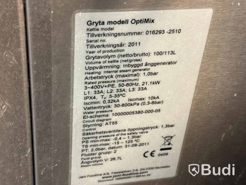 Kokgryta Joni Foodline Optimix | 100 liter | 2011