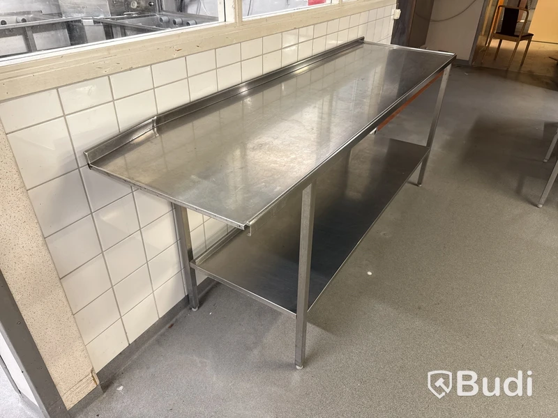 Rostfri diskbänk med inmatning | 201x60x91 cm