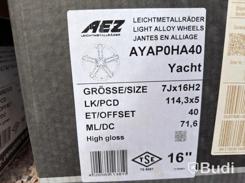Set of 4 AEZ Yacht 16" Alloy Wheels – 5x114.3 – New in Box