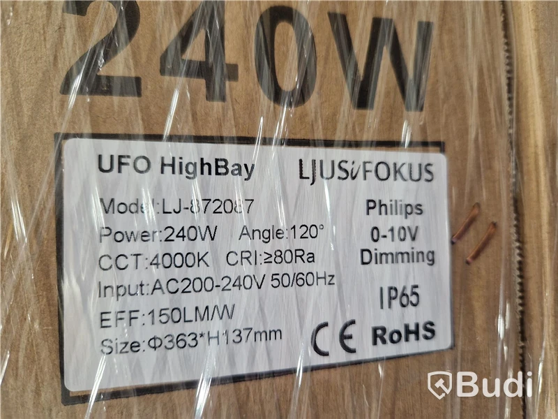 10 st Highbay 240W, Philips drivdon, IP65 - Fri frakt