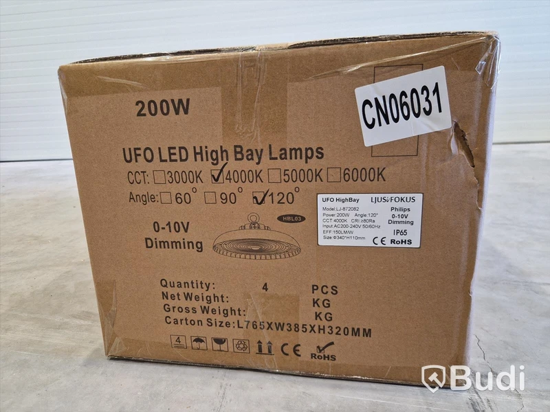 8 st HighBay-lampor, 200W, Philips drivdon - Fri frakt