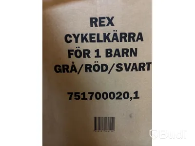 Cykelkärra Rex, för 1 barn grå/röd/svart