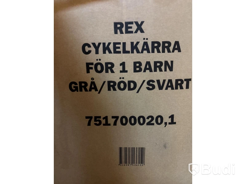 Cykelkärra Rex, för 1 barn grå/röd/svart