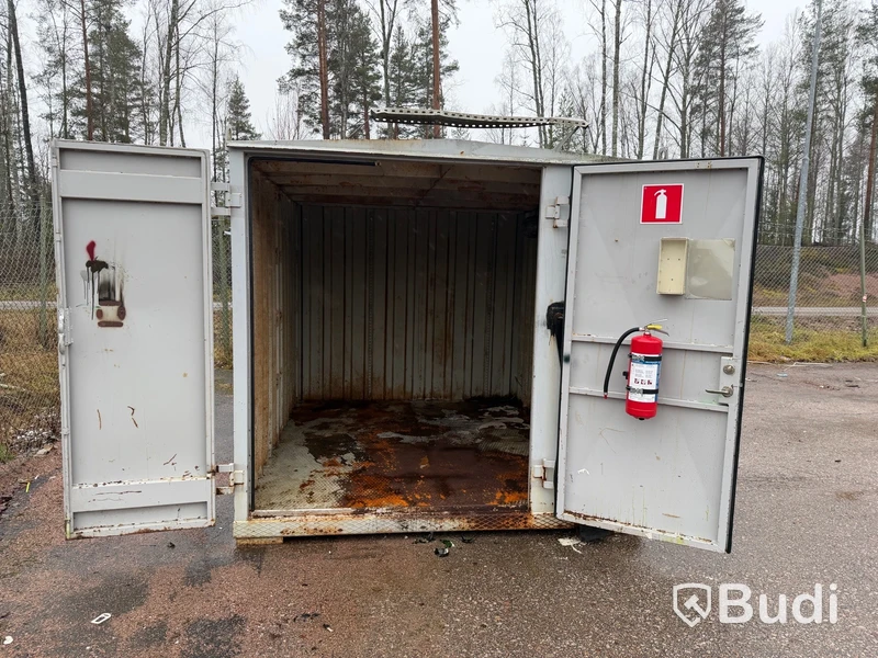 Plåtcontainer, dubbeldörr, innerbelysning, ca 10-ft