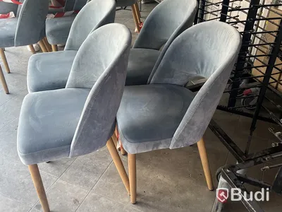 Set of 4 Homeline chairs, blue velvet