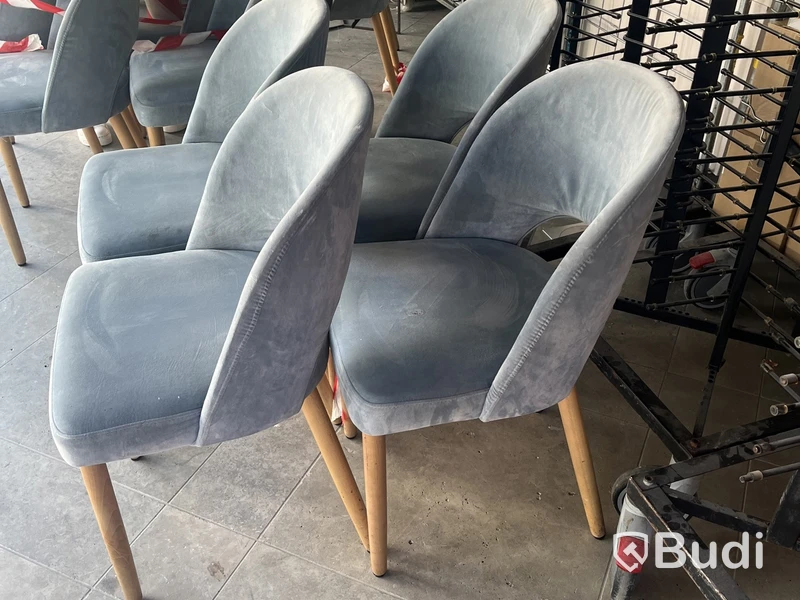 Set of 4 Homeline chairs, blue velvet