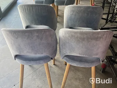 Set of 4 Homeline chairs, blue velvet