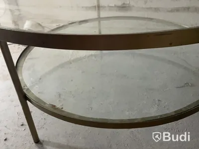 Coffee table, glass and metal, 2 tiers