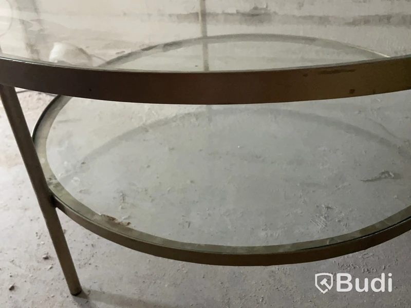 Coffee table, glass and metal, 2 tiers
