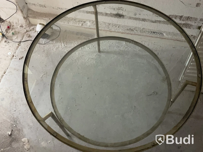 Coffee table, glass and metal, 2 tiers