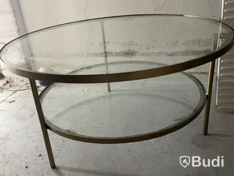 Soffbord, glas och metall, 2 plan