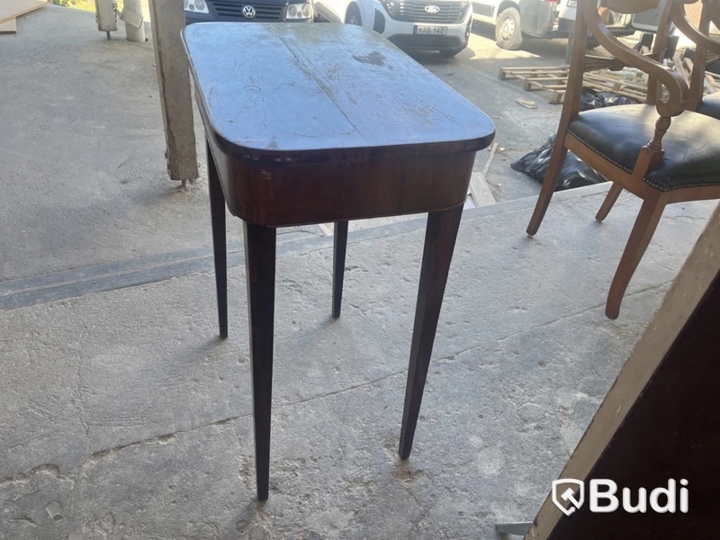 Antique sewing table, brown wood, drawer