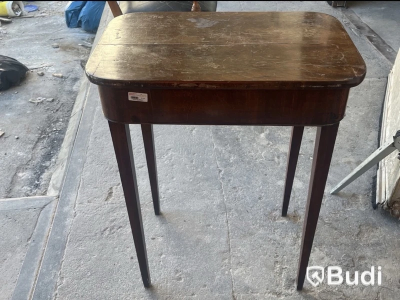 Antique sewing table, brown wood, drawer