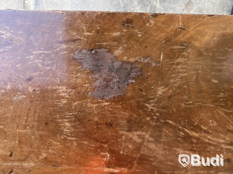 Antique sewing table, brown wood, drawer