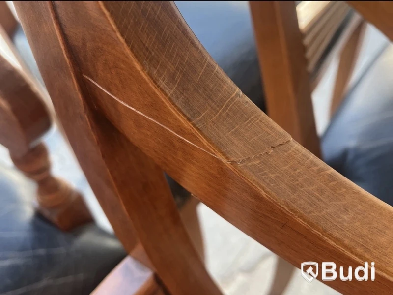Selva chairs, set of 4, antique, wood and leather