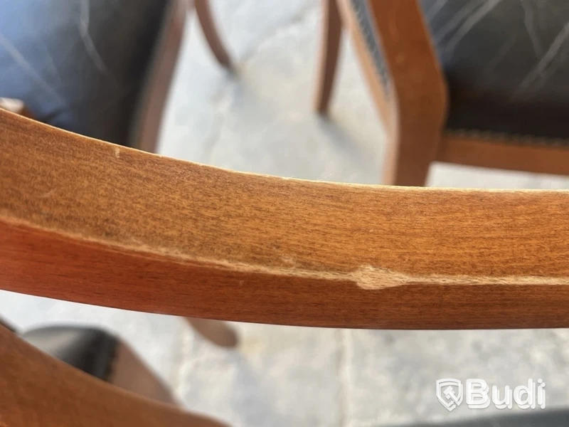 Selva chairs, set of 4, antique, wood and leather