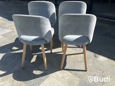 Dining chairs, blue velvet, set of 4