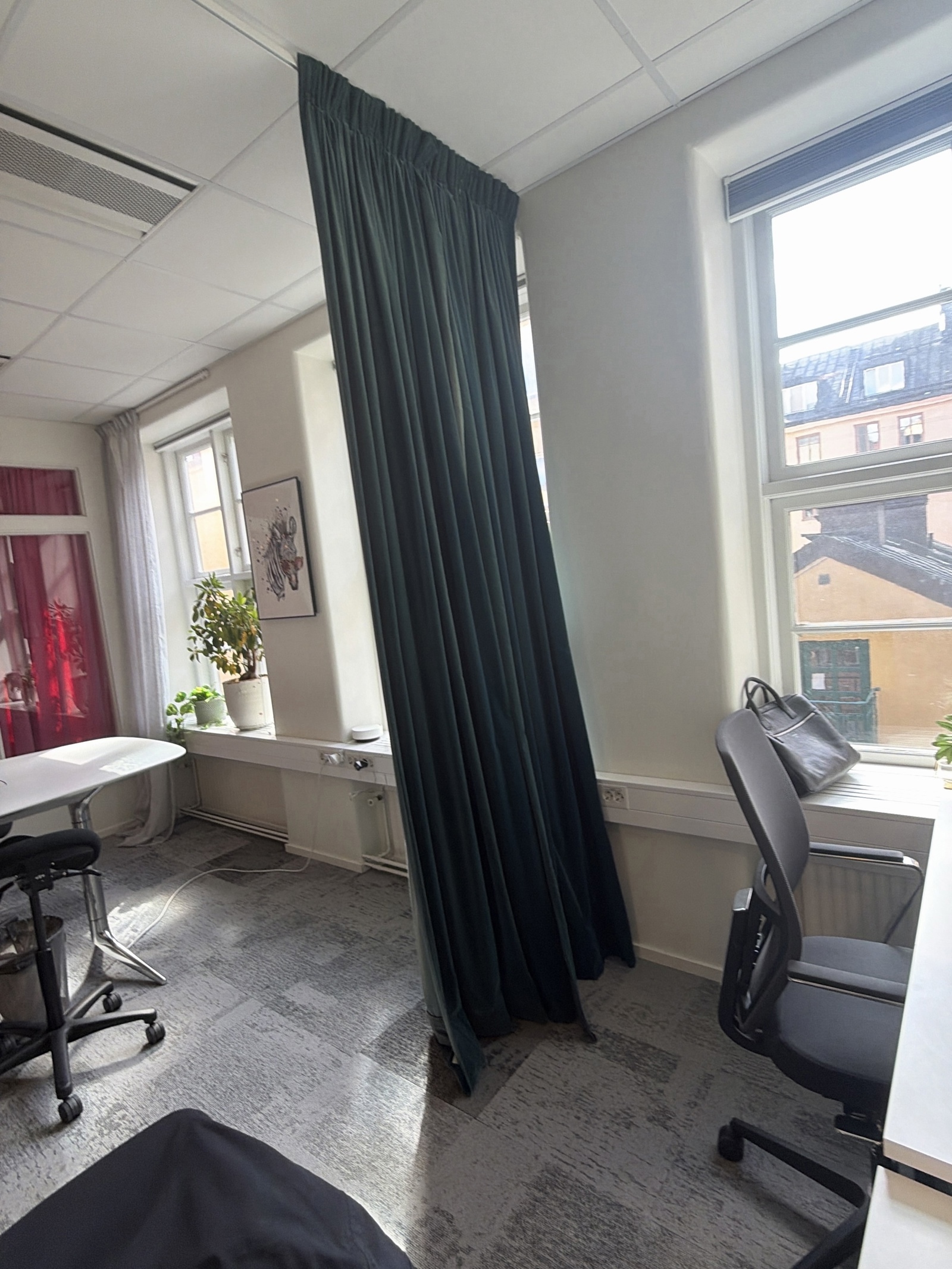 Dark Green Curtains incl. Ceiling Track