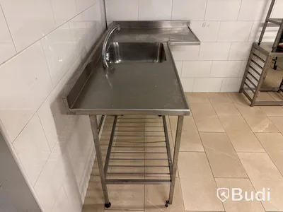 Rostfri diskbänk med ho & blandare | 180x63-94x92 cm