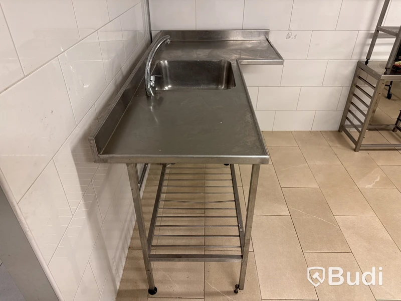 Rostfri diskbänk med ho & blandare | 180x63-94x92 cm