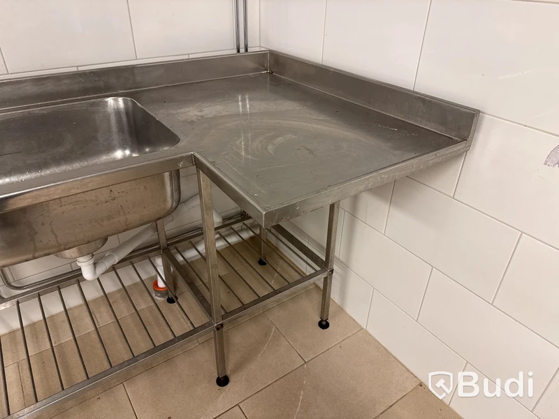 Rostfri diskbänk med ho & blandare | 180x63-94x92 cm