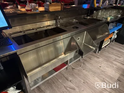 Beredningsbänk för bar med ho & blandare | 198x55x91 cm