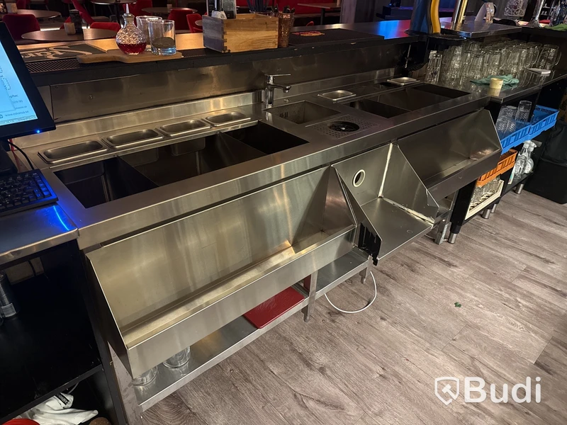 Beredningsbänk för bar med ho & blandare | 198x55x91 cm