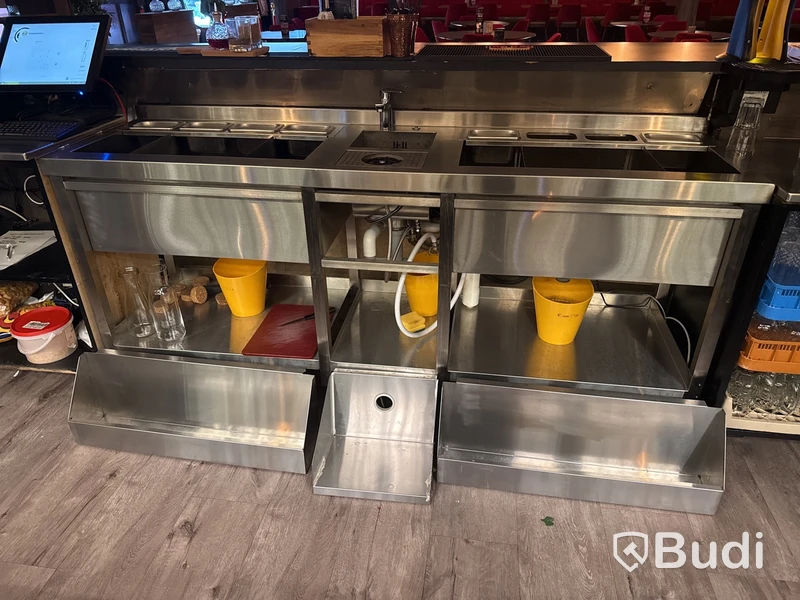 Beredningsbänk för bar med ho & blandare | 198x55x91 cm