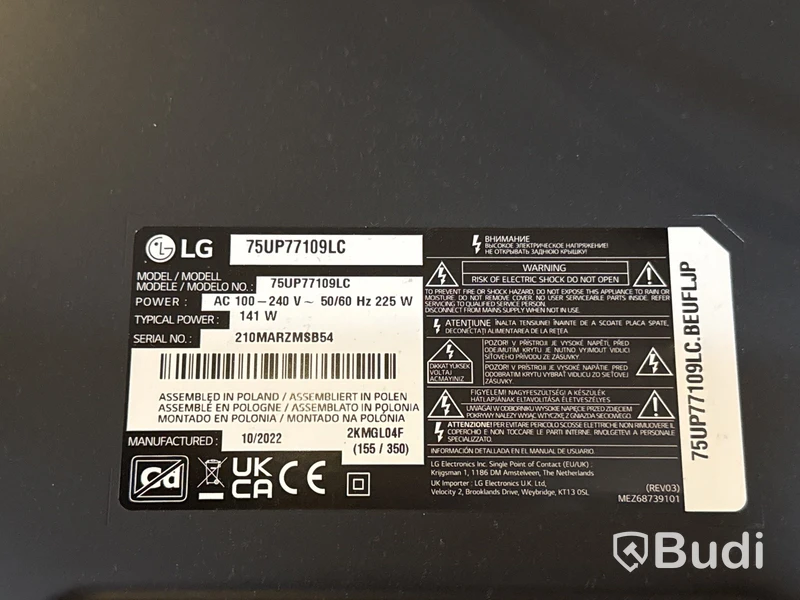 75” TV LG 75Up77109LC